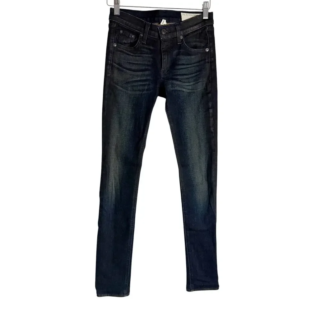 Rag & Bone Mid Rise Wakefield Blue Denim Casual Skinny Jeans Size 25